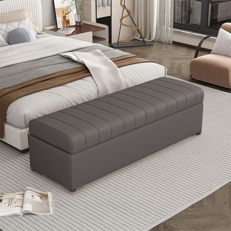 Lazy sofa for home use in cream style, storage chaise lounge, Italian-style dressing room sofa stool, simple storage end-of-bed bench