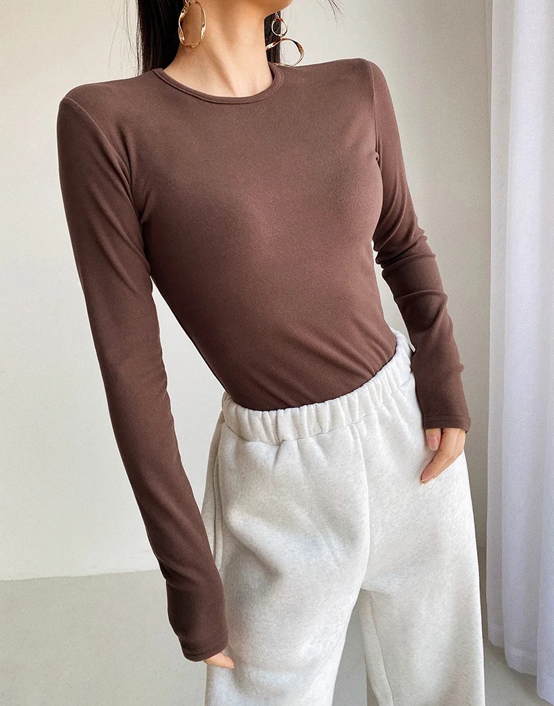 elastic round neck long-sleeved T-shirt NSHS29394