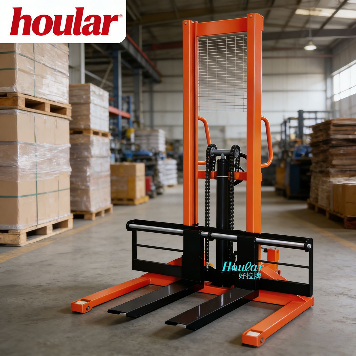 CTY-EH1吨宽腿手动升高车宽腿堆高车宽支腿手动液压升高搬运叉车