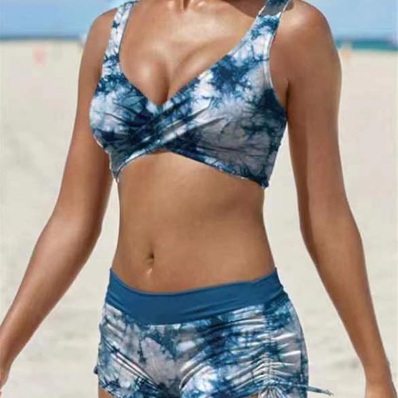 New Women's Split Printed High Waist Flat Corner Push-up Pure Sexy Vacation Spa Necessary Swimwear for Women