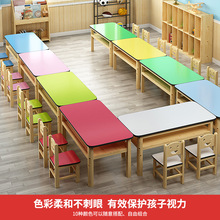 桌子实木双层儿童桌椅早教学习书桌手工阅读写字桌商场学校课桌椅