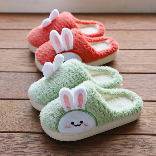 Cixi Younuo Shoes  New Children's Cotton Slippers Cute Cartoon Bunny Middle Children Slippers Children's Home Shoes