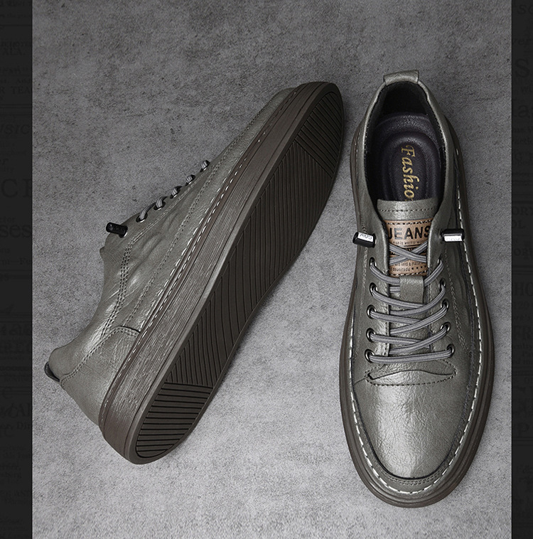 British style cowhide soft sole casual sneakers