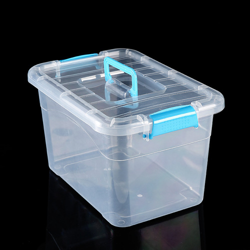 Portable thickened transparent storage box plastic container with lid storage box toy clothes organizer snack storage box