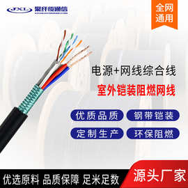 聚纤缆铠装网线室外铠装阻燃网线电源+网线综合布线网络监控 网线