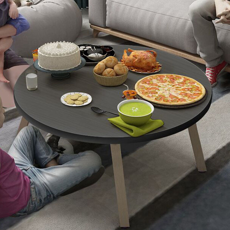 사각 나무 다리 - 원형 테이블 검정색 직경 40-30 높이