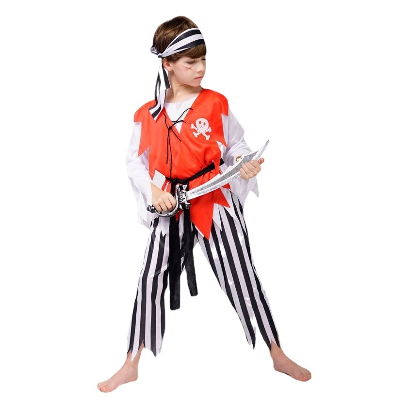 De Halloween para niños pirata masculino juego de rol traje de escenario pequeño mar capitán pirata rendimiento Cosplay traje image 1