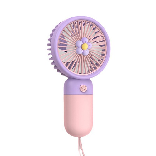 New summer flower mini handheld fan small fresh portable lanyard fan printed LOGO electric fan