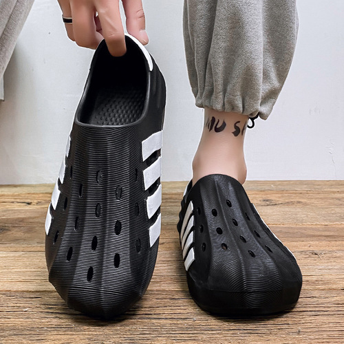 Men's Croc Shoes 2024 New Non-slip Thick Sole Casual Outerwear Korean Style Beach Soft Sole Nurse Baotou Slippers for Men
