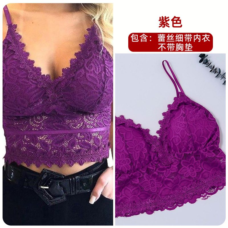 Sexy diosa brumoso sexy encanto hueco de encaje fino sujetador la taza del triángulo sin respaldo inalámbrico ropa interior las mujeres