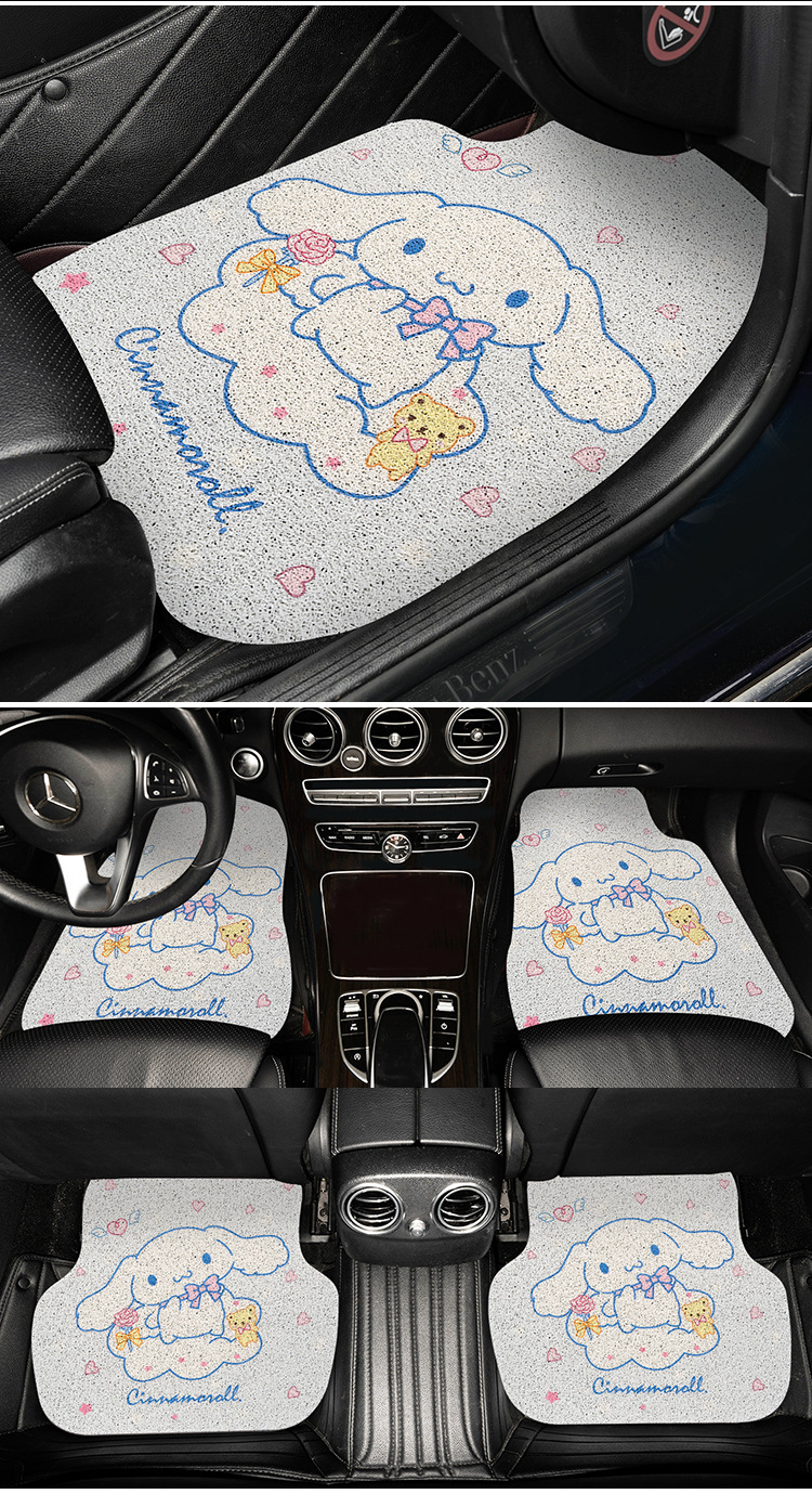 Car mat mat mat carpet monolithic cartoon cute car anti-dirty easy to clean silk ring floor mat car universal women
