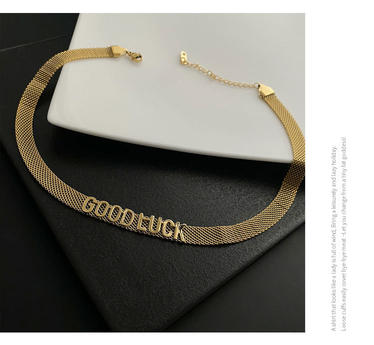 Real Gold Plated Plating Material 304 Stainless Steel Pendant Material Vacuum Plating Real Gold Plated 18K Gold Gold Plating Silver Plated Letter 304 Stainless Steel Fashion Waterproof Non Tarnish Titanium Steel Choker