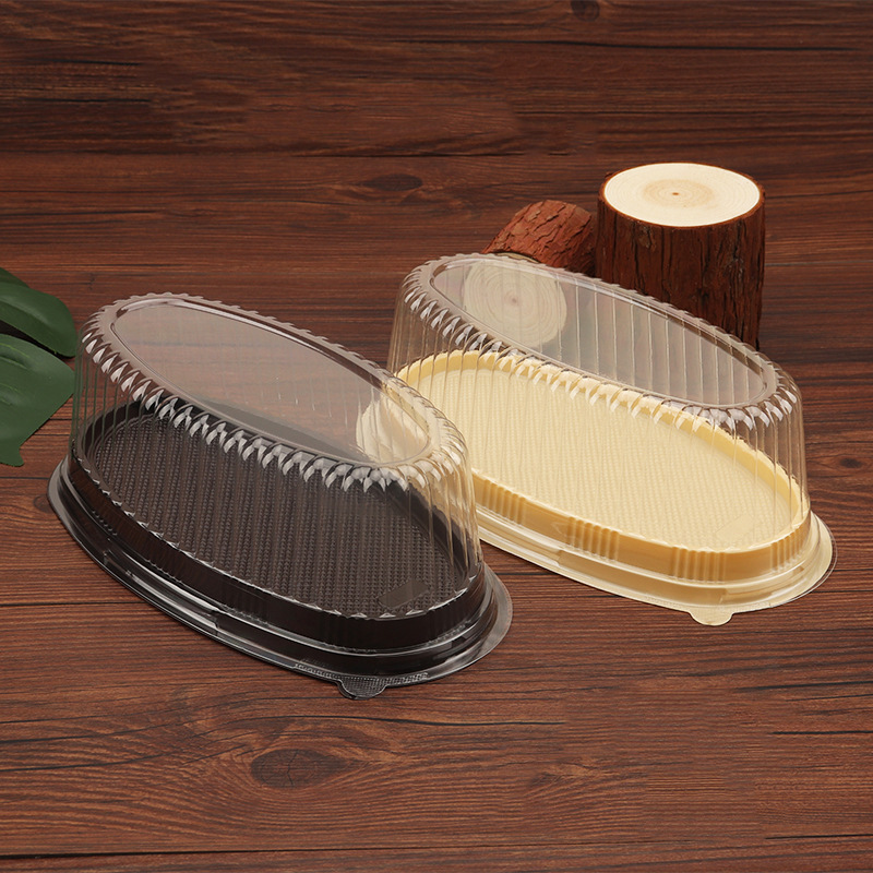烘焙包装轻透明乳酪芝士蛋糕包装盒椭圆形塑料打包盒厂家批从优
