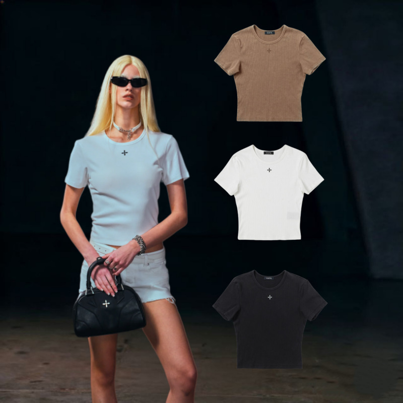 Smfk Retro Annihilation Silk Tee Slim-Fit Short-Sleeved T-Shirt Summer Short Top Smfk Retro Annihilation Silk Tee Slim-Fit Short-Sleeved T-Shirt Summer Short Top