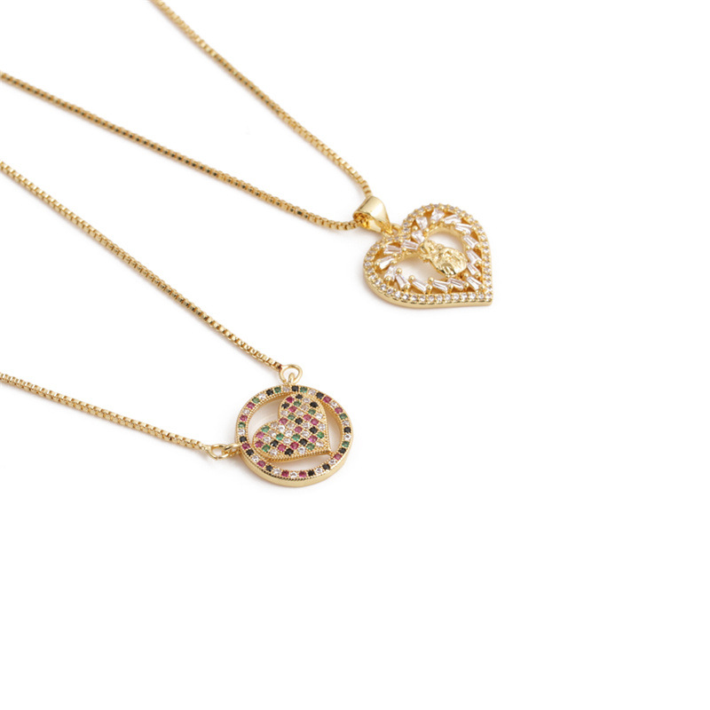 Fashion Heart-shaped Devil Eyes Zircon Pendant Necklace