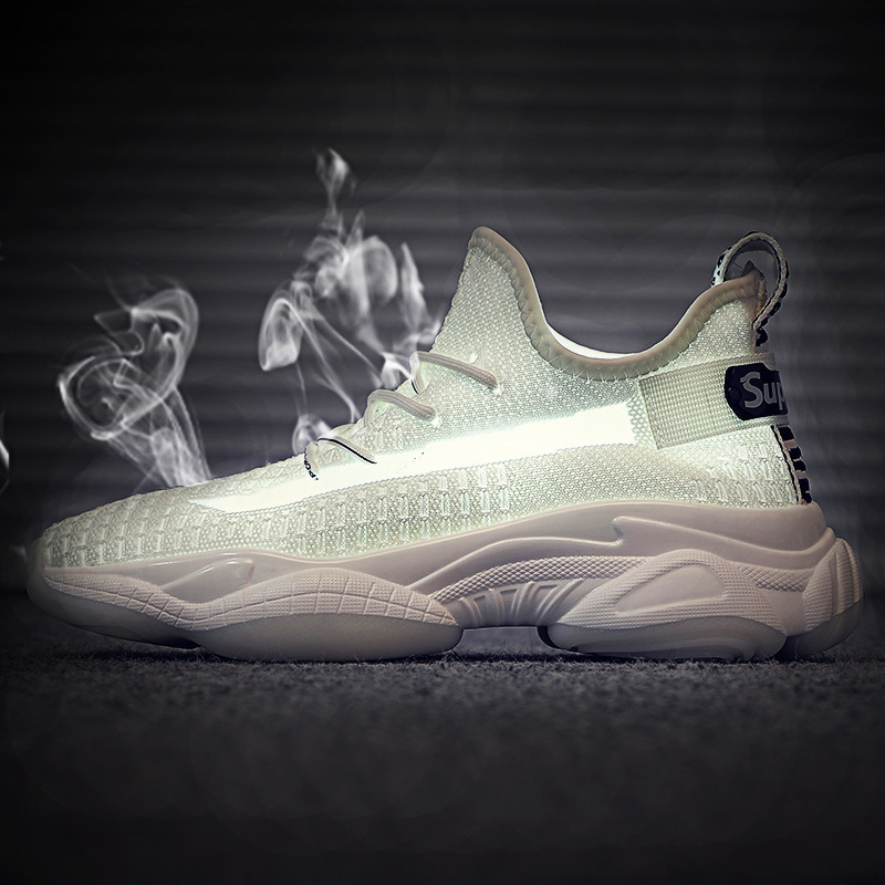 Men's Flyknit Shoes Korean Style Trendy Sports Casual Shoes Dad Sneakers Versatile Breathable White Shoes Men's Flyknit Shoes Korean Style Trendy Sports Casual Shoes Dad Sneakers Versatile Breathable White Shoes