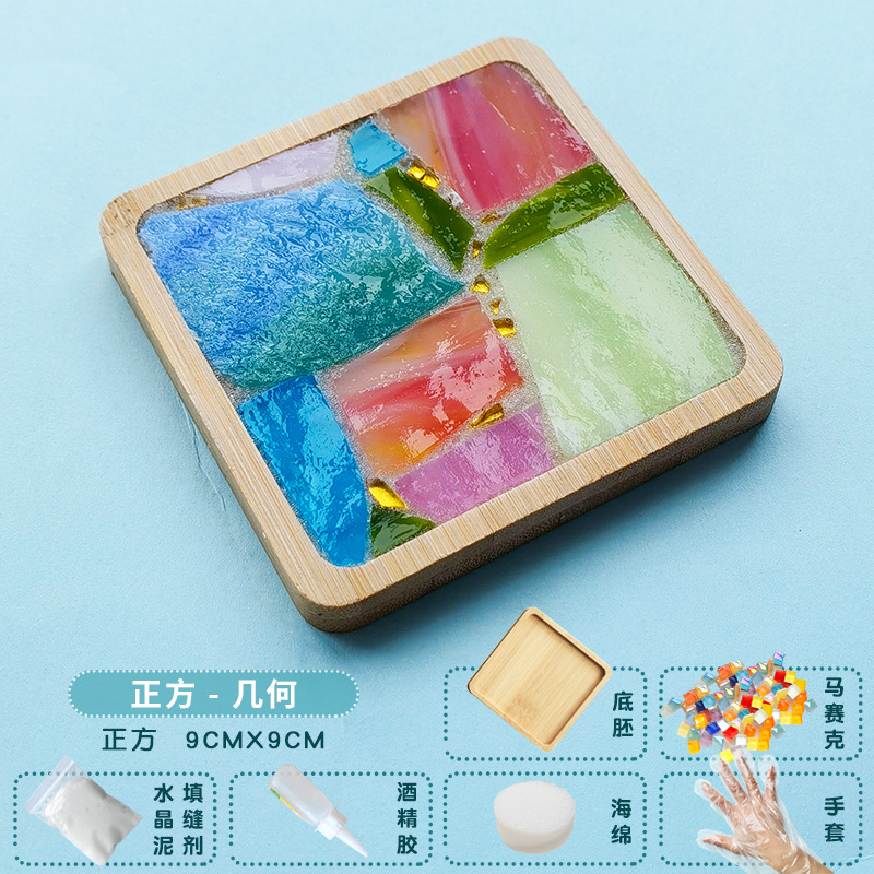 Nuevo producto bricolaje hecho a mano posavasos paquete de material mosaico padre-hijo creativo jardín de infantes pequeño regalo al por mayor juguetes educativos