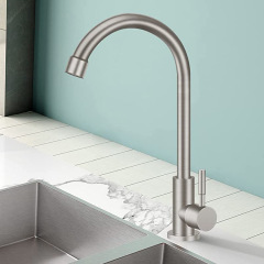 不鏽鋼單冷廚房水龍頭 黑色水槽洗菜盆洗衣台龍頭 黑色拉絲水龍頭