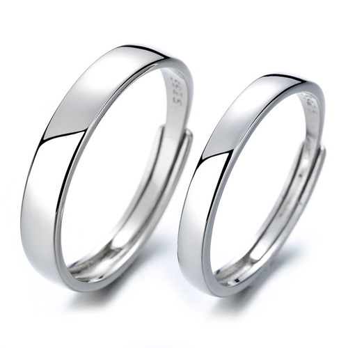 New concept s925 sterling silver glossy ring couple ring men and women simple cold style ins ring gift