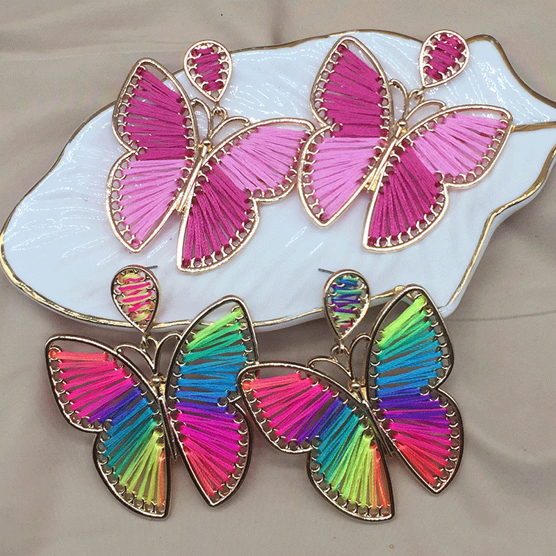 Drop Earrings Classification 1 Pair IG Style Butterfly Braid Hollow Out Alloy Cotton Thread Drop Earrings