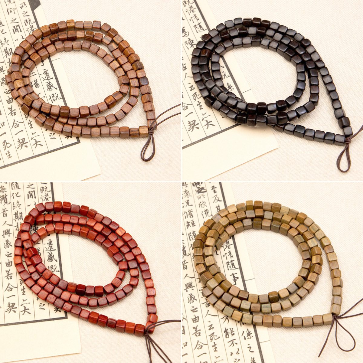 厂家批发正宗绿檀方块108颗黑檀方糖红檀散珠男女手串DIY饰品配件