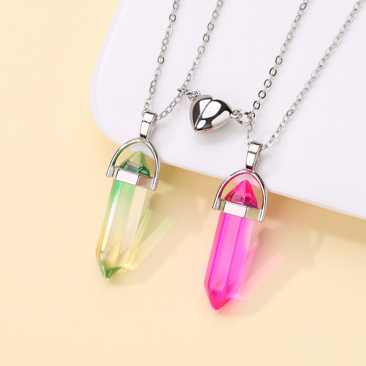 24g Weight Natural Stone Pendant Material Pendant Necklace Classification Copper Clad Iron Chain Material cable chain Chain Type 1 Pair Quantity Daily Occasion natural stone, Copper Clad Iron Material Geometric, Heart Shape Pattern Couple Gender Hip-Hop Style Hip-Hop Geometric Heart Shape Natural Stone Copper Clad Iron Cable Chain Pendant Necklace In Bulk 无