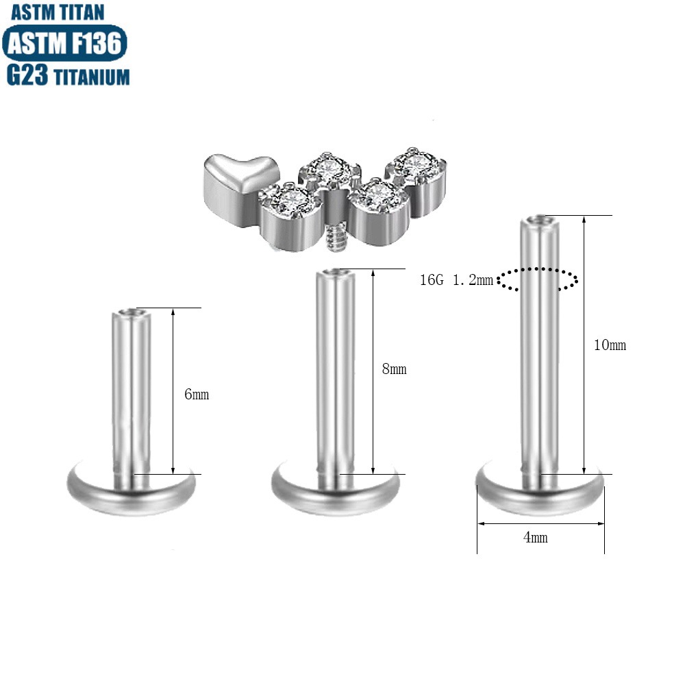 Silver pointed spike labret stud material detail