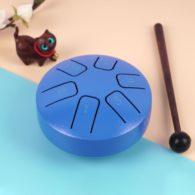 Mini tambor hueco 3,8 pulgadas tambor de lengua de acero de 6 tonos juguetes educativos fuente de instrumentos de percusión para niños fábrica transfronteriza exclusiva