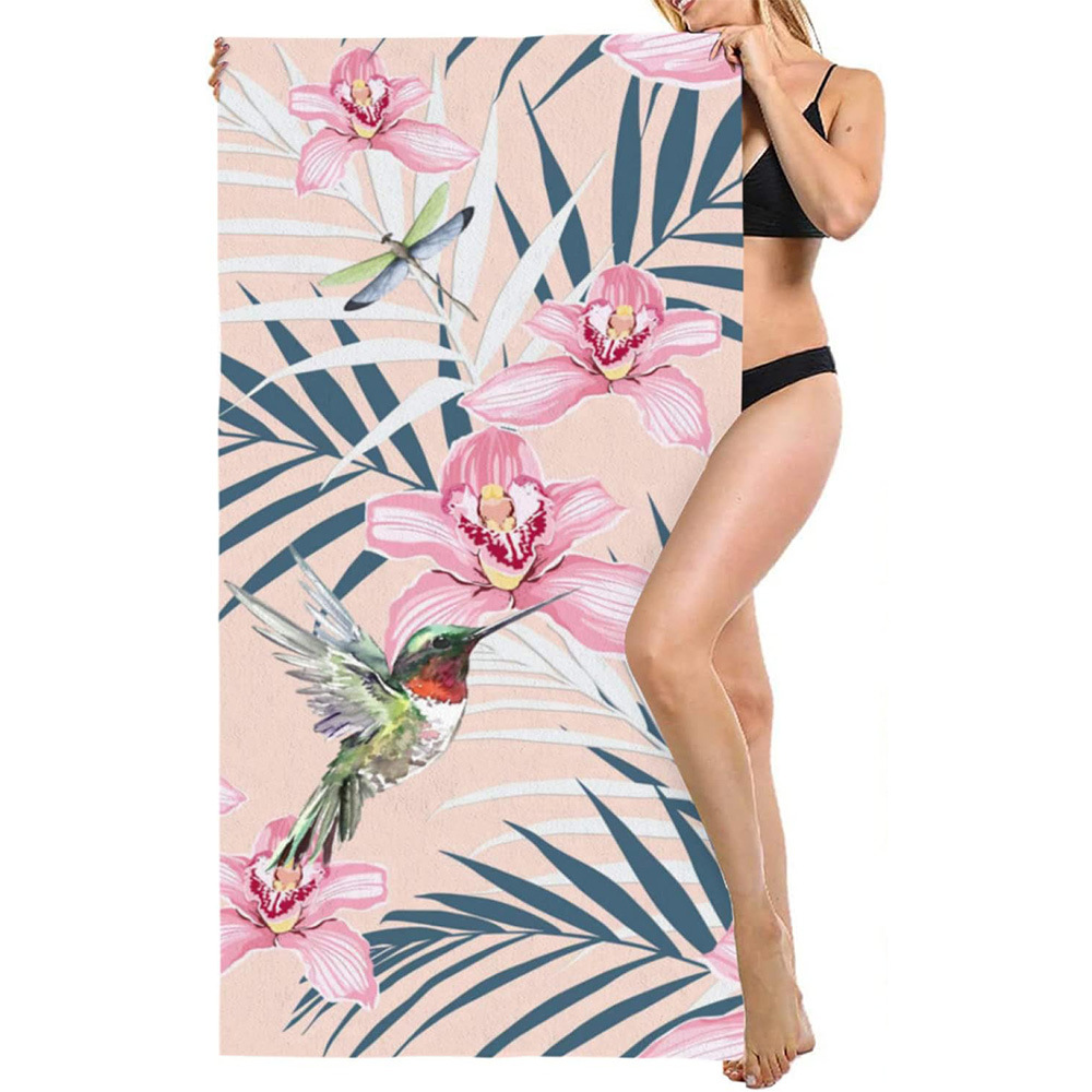 Impresión transfronteriza toallas de playa comercio exterior JIT toallas de microfibra tela toallas de baño de flamenco cola de pescado