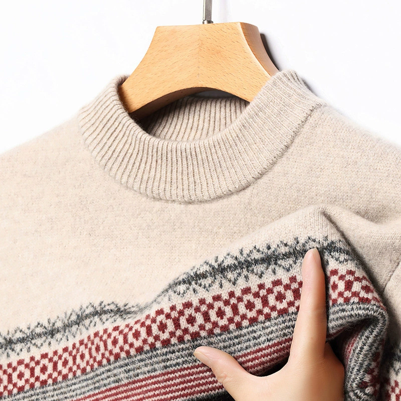 Woolen sweater with a round collar, men's demi-season base body-friendly knitted long-sleeve