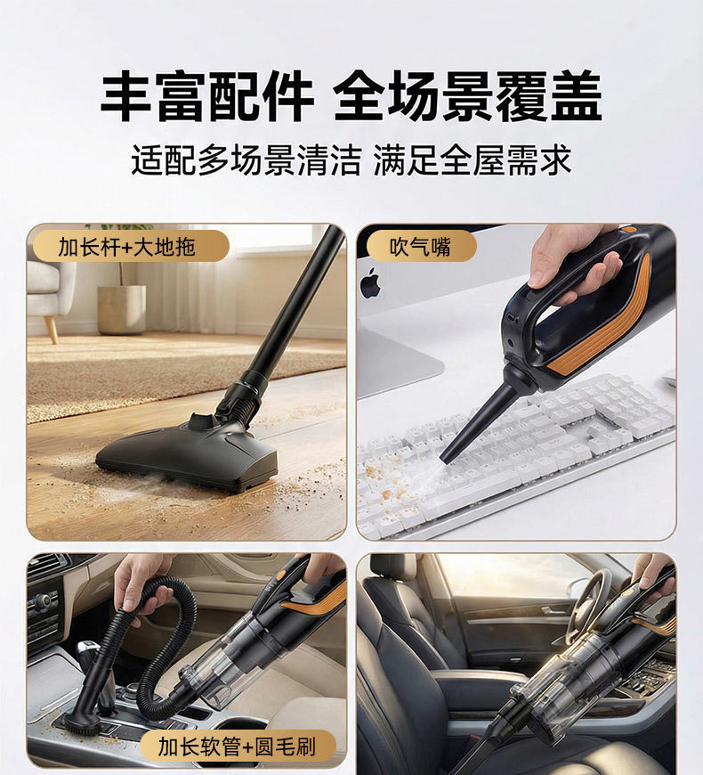 Wireless Handheld Vacuum Cleaner for Home Use with High Suction Power, Car-Mounted Blowing and Suction All-In-One Machine, Cyclone Dust Collection Bin, Smart Display for Vacuuming