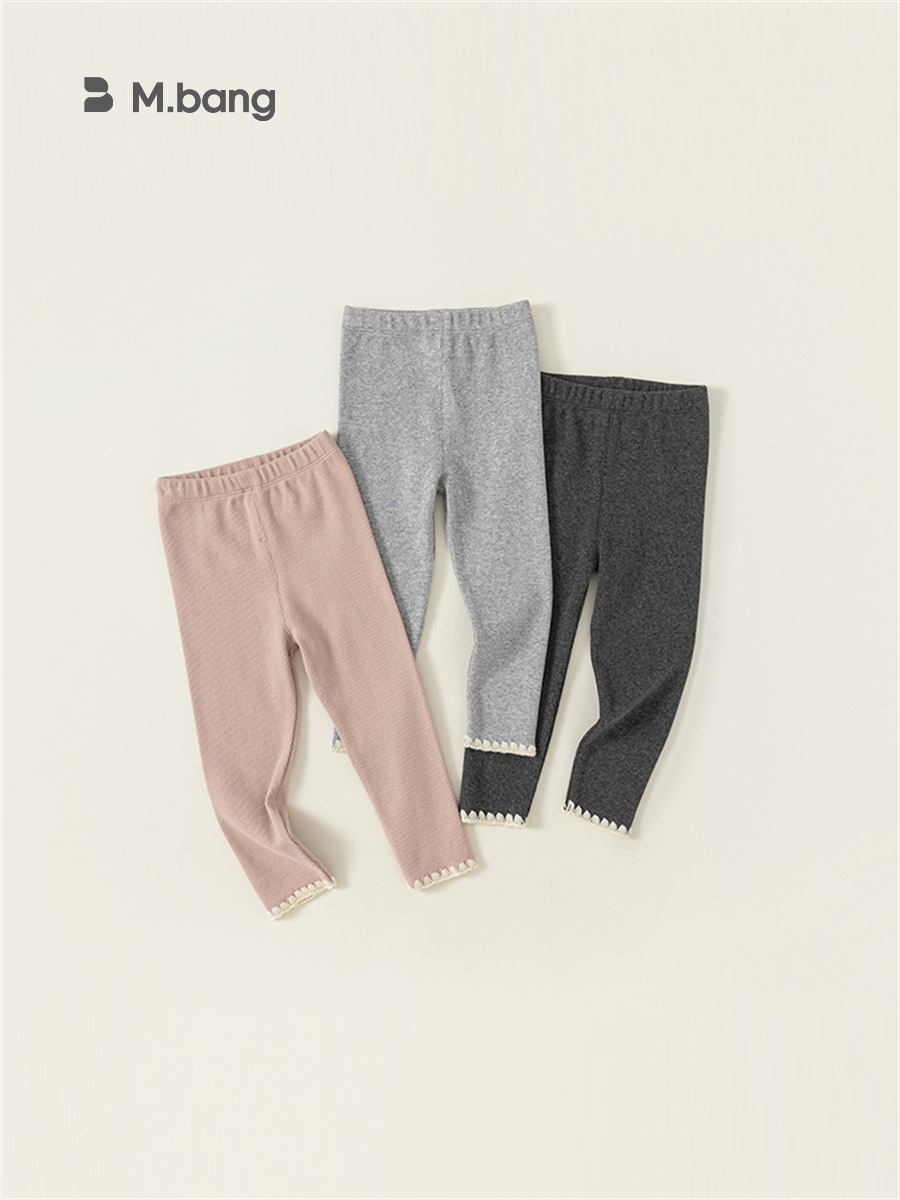 Pantalones ajustados de punto con encaje para niñas, estilo primavera, leggings para bebés, pantalones largos de una sola pieza, ropa infantil Youbao