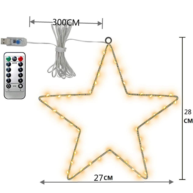 Nuevas luces LED de cadena para colgar en la ventana, decoración navideña, luz nocturna para dormitorio, decoración de ambiente, luces decorativas para días festivos