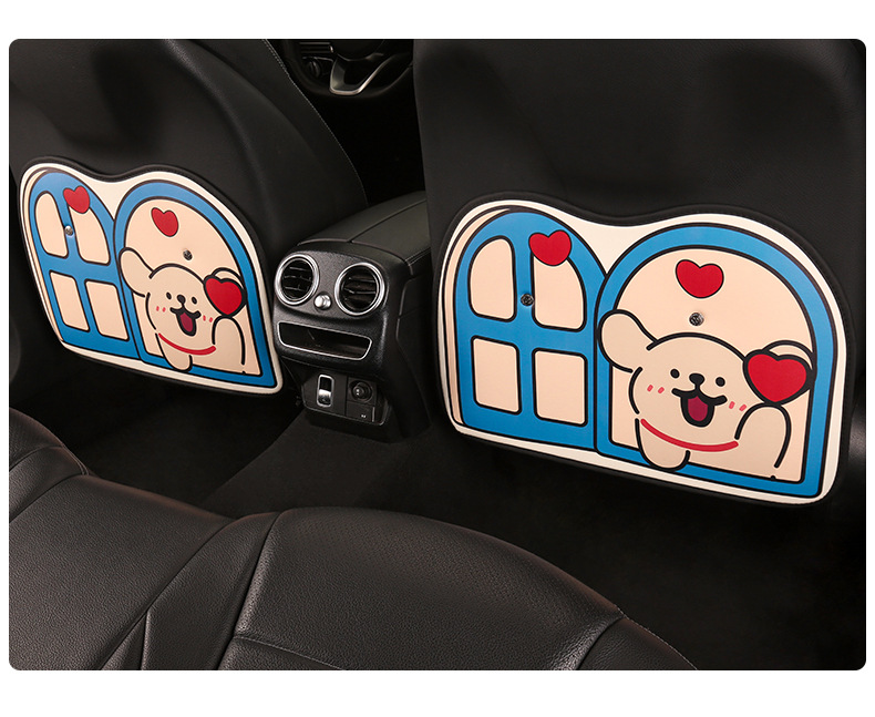 Cartoon Car Anti-Kick Pad, Leather Printed Car Seat Back Anti-Dirty Protective Pad, Cute Car Rear Seat Anti-Kick Pad
