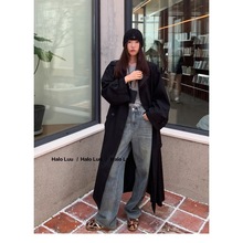 加大码300斤潮流韩风chic风宽松显瘦小众长款春秋款风衣女外套