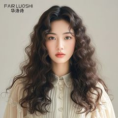 羊毛卷假发女长发全真人发复古长卷发蓬松自然逼真手织蕾丝全头套