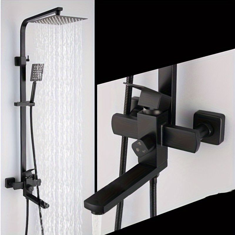 Personalizado acero inoxidable negro ducha de ducha conjunto de oro dibujado pared tipo ducha de comercio exterior fábrica transfronteriza al por mayor