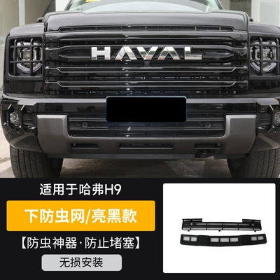 Second-Generation Haval H9 Insect-Proof Nets, Automobile anti-insect net - 2-pieces-of-insect-proof-nets-under-the-front-bumper-of-the-second-generation-haval-h9-painted-black