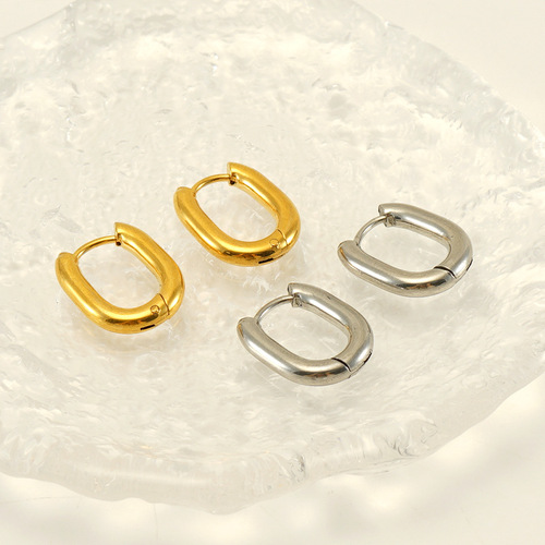 European and American French simple ins style titanium steel flower earrings earrings gold stainless steel coil earrings earrings wholesale