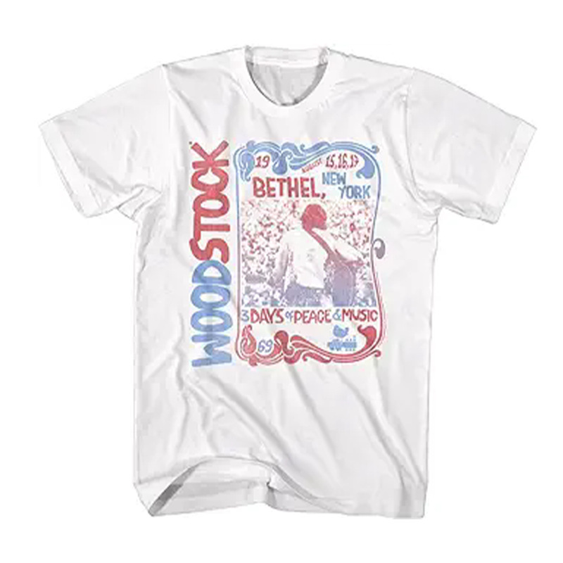 Woodstock Music Festival 60S Music Retro Summer Rock Casual Short-Sleeved T-Shirt