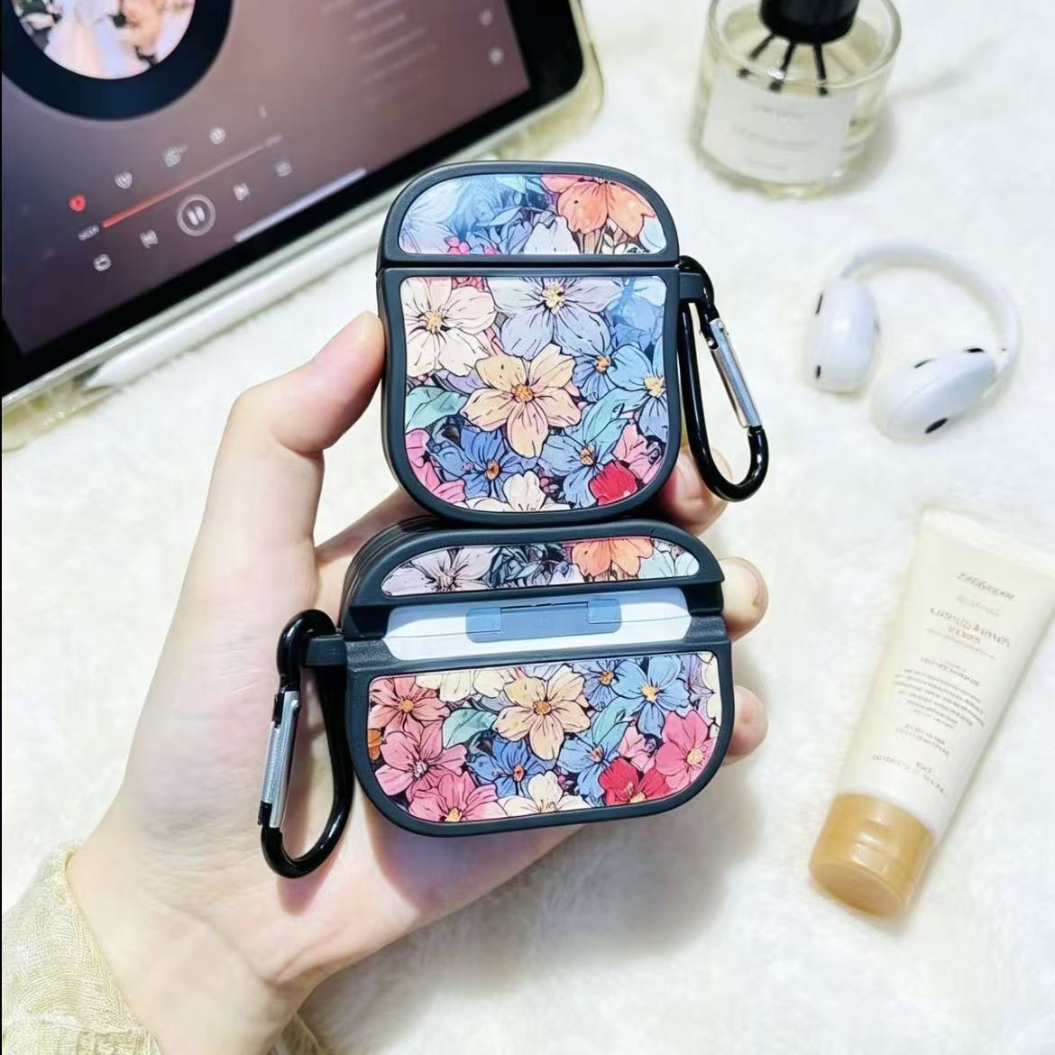 Tinta de color flor mar pequeña cintura gorda casca de auriculares para Apple Airpods pro3 casca de auriculares de alta calidad anti-rascaraduras