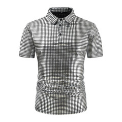 Men's Formal Shirt 2024, Shiny Button-up Shirt, Fashion Collar Shiny T-shirt Shirt