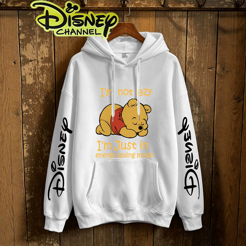 Winnie the Pooh cartoon print loose-fitting hooded sweatshirt for sleeping on your stomach, cute casual men's fleece top. Winnie the Pooh cartoon print loose-fitting hooded sweatshirt for sleeping on your stomach, cute casual men's fleece top.