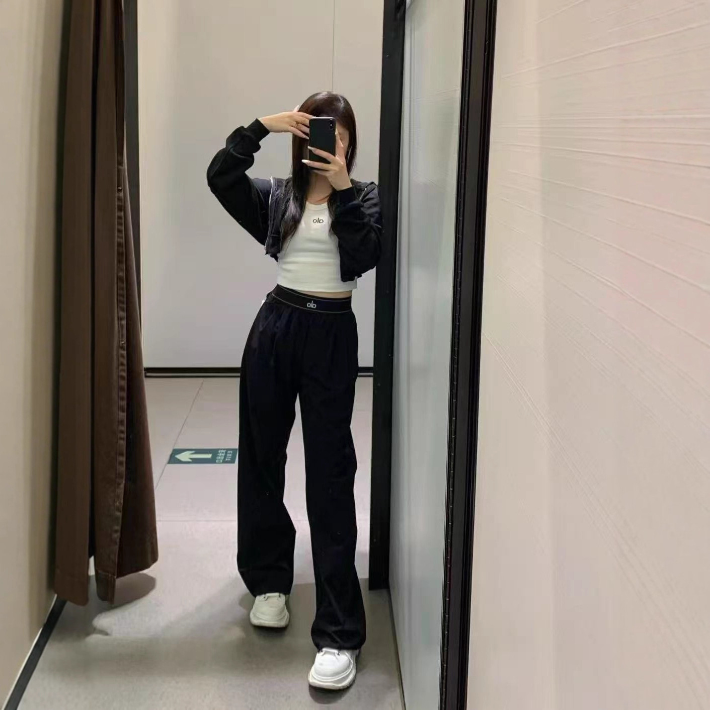 Alo Summer Thin Casual Sports Pants Woven Wide-Leg Pants Sports Quick-Drying High-Waisted Ice Silk Draped Straight Pants for Women