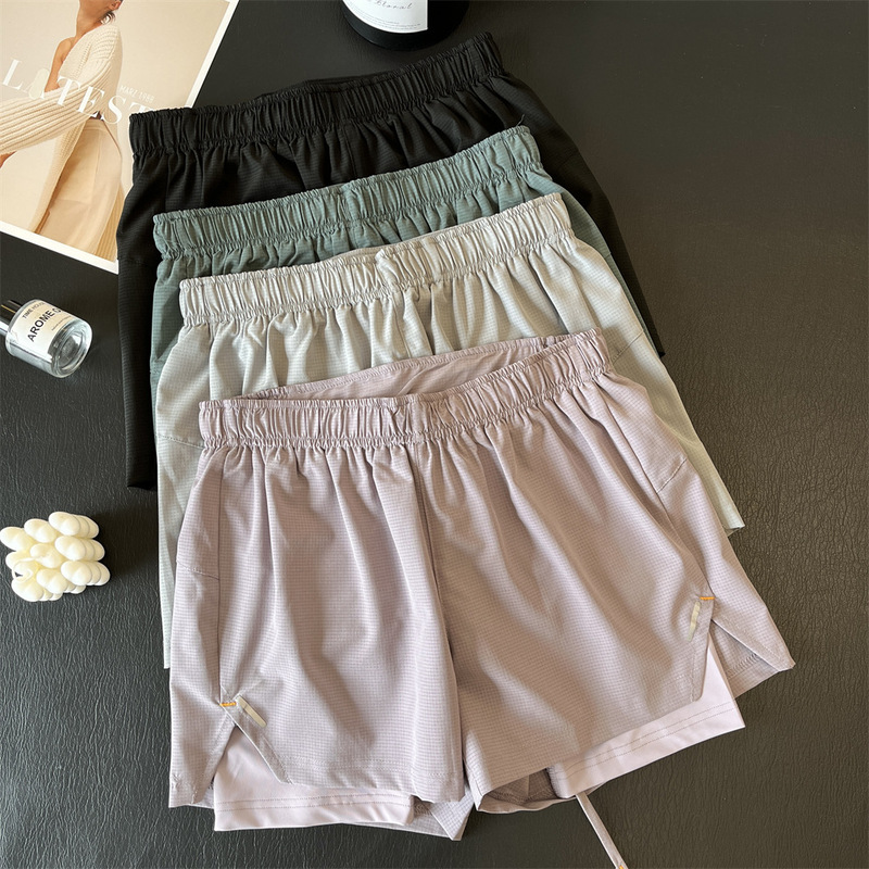 Factory Order! Anti-Exposure Quick-Dry Yoga Pants Two-In-One Faux Two-Piece Marathon Sports Running Shorts for Women Summer