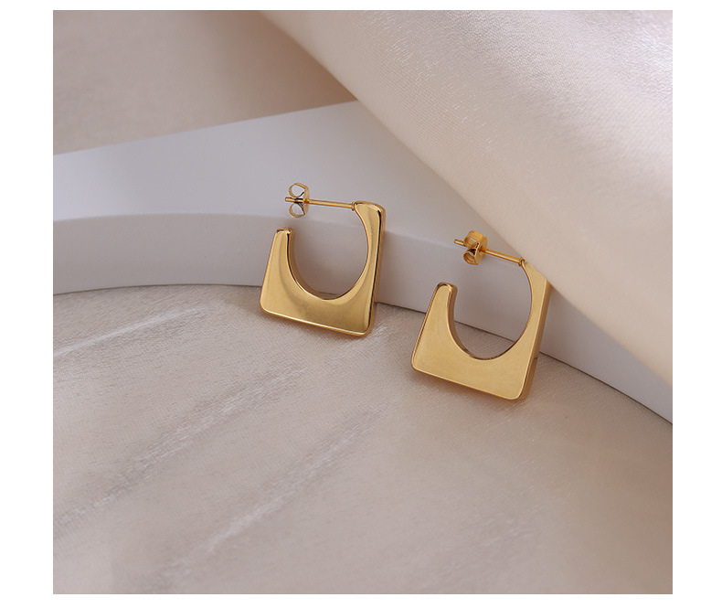11g Weight No Inlaid Inlay Material Earrings Classification Housewarming, Anniversary, Business, Wedding, Travel, Birthday, Festival Occasion European And American Personality Simple Geometric Trapezoidal Titanium Steel Stud Earrings