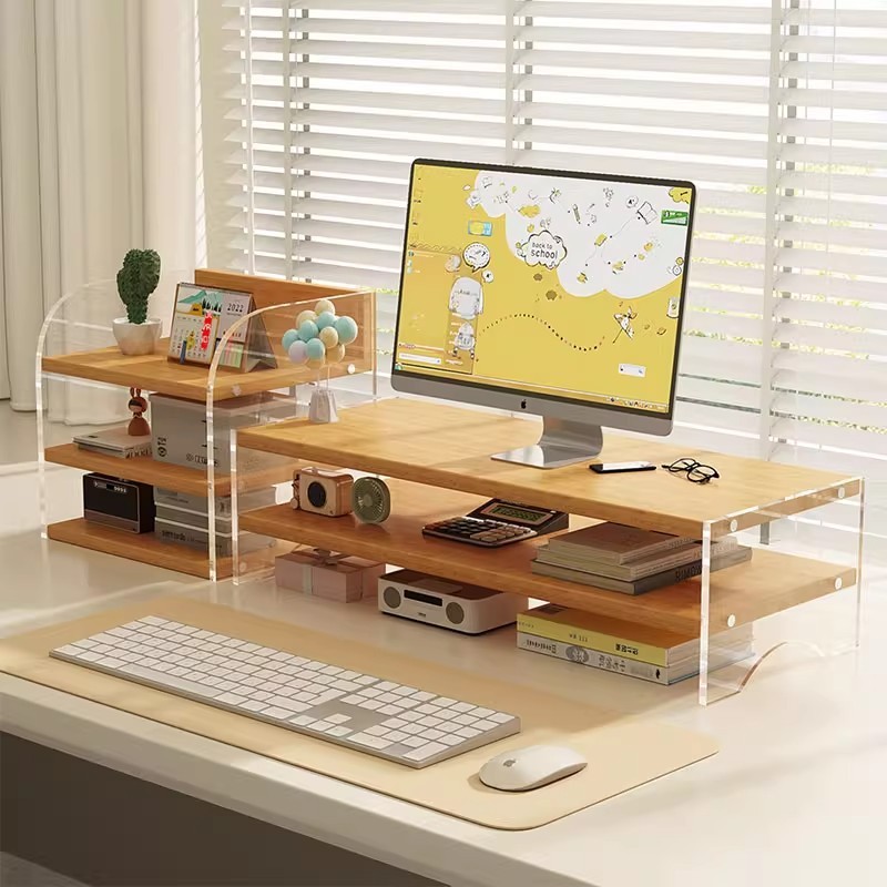Desktop Computer Elevated Office Desk Storage Rack Storage Monitor Screen Raised Base Acrylic Bracket