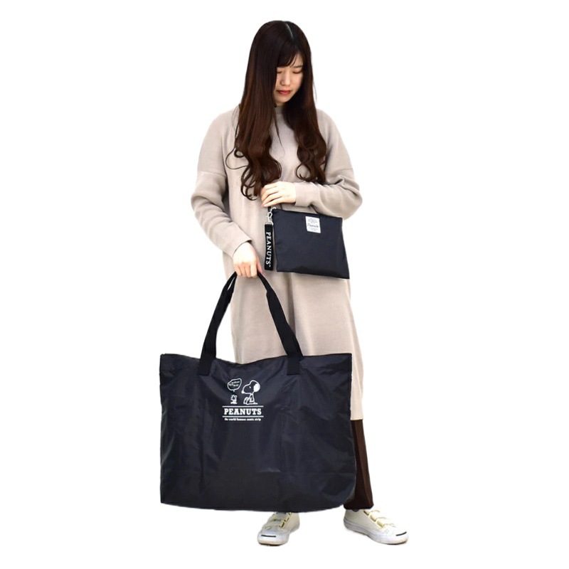 Apéndice japonés bolsa de alta calidad Oxford tela dibujos animados negro gran capacidad plegable bolsa de almacenamiento de viaje bolsa de almacenamiento