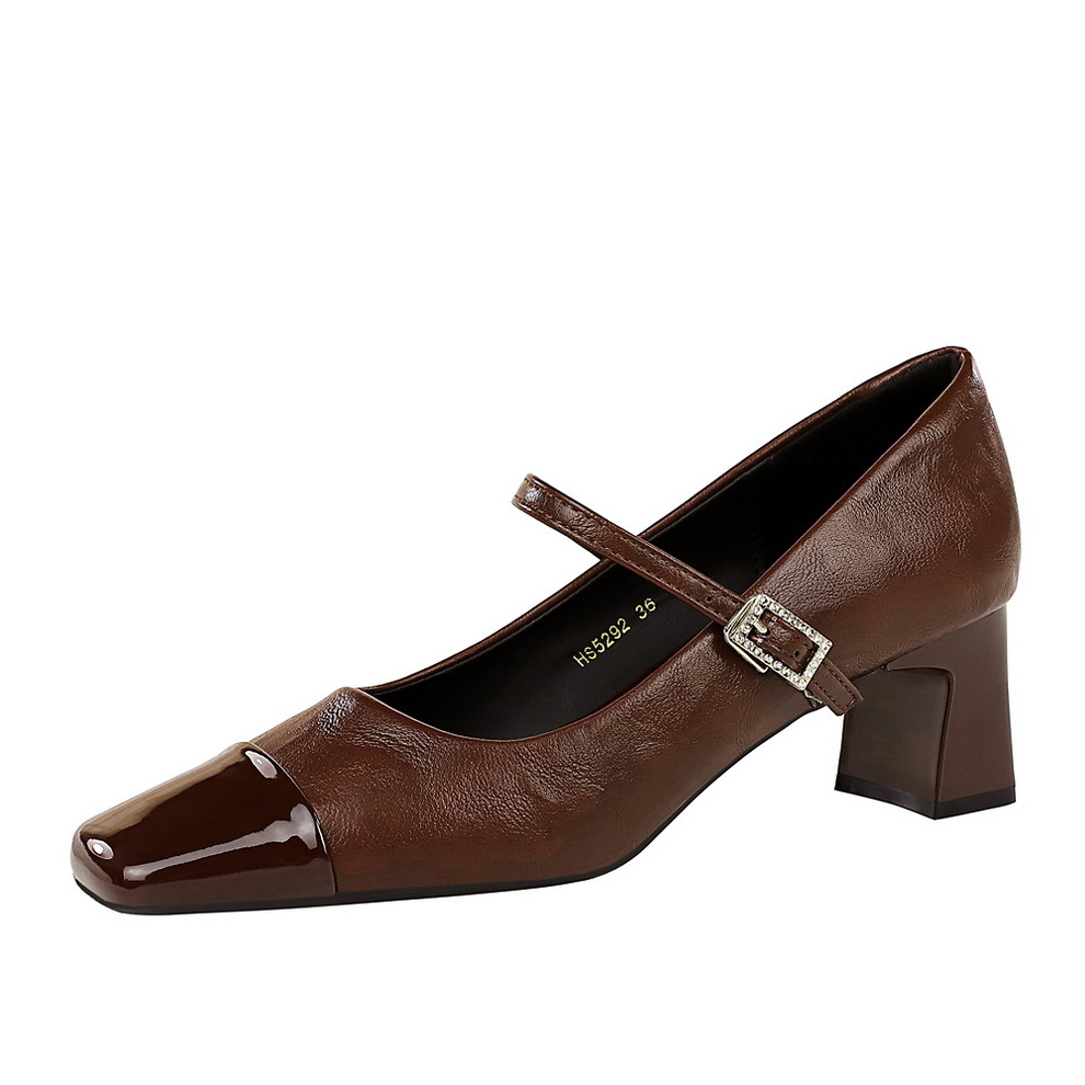 Damen Pumps Mit Blockabsatz Und Strassschnalle Im Retro-stil_voghion.com