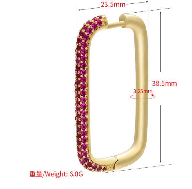 Retro Rectangular Colored Diamond Copoper Ear Clip Wholesale Nihaojewelry display picture 4